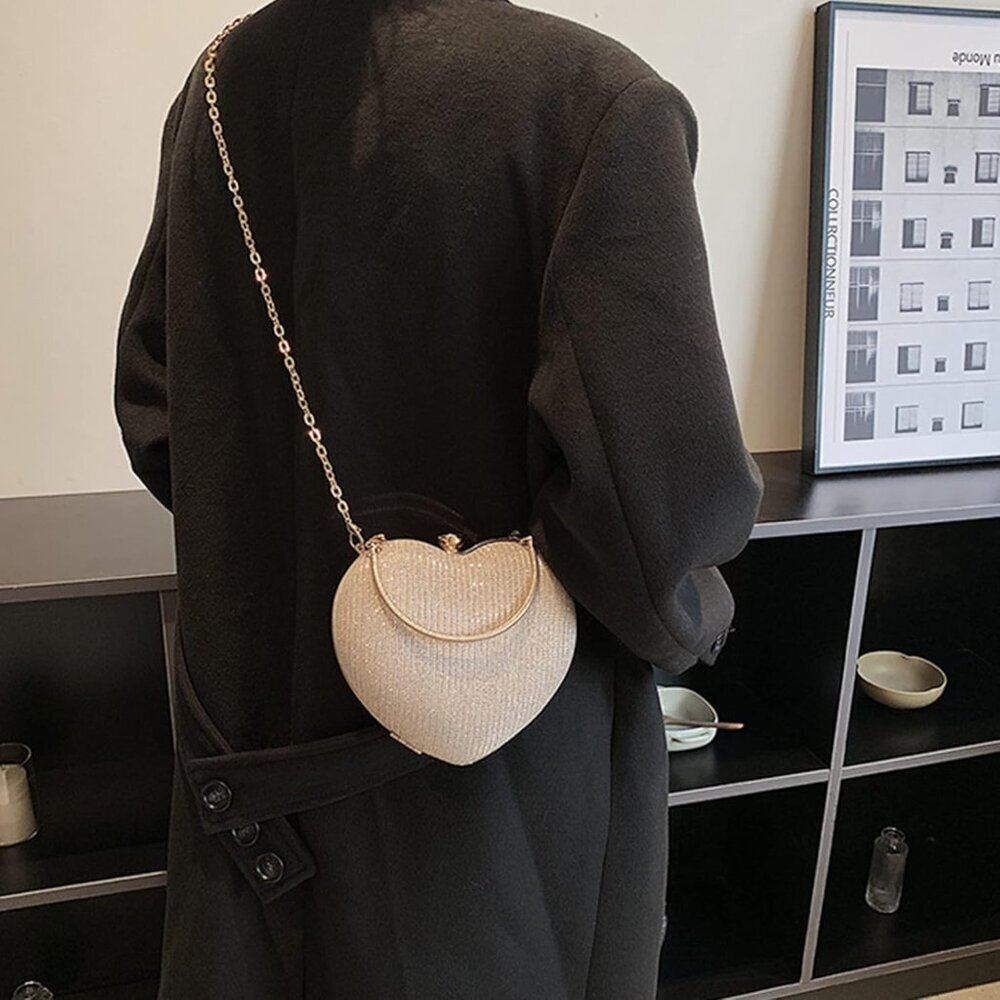 Heart Shape Tote Handbag Women's PU Leather Small Crossbody Clutch - Picture 6 of 7